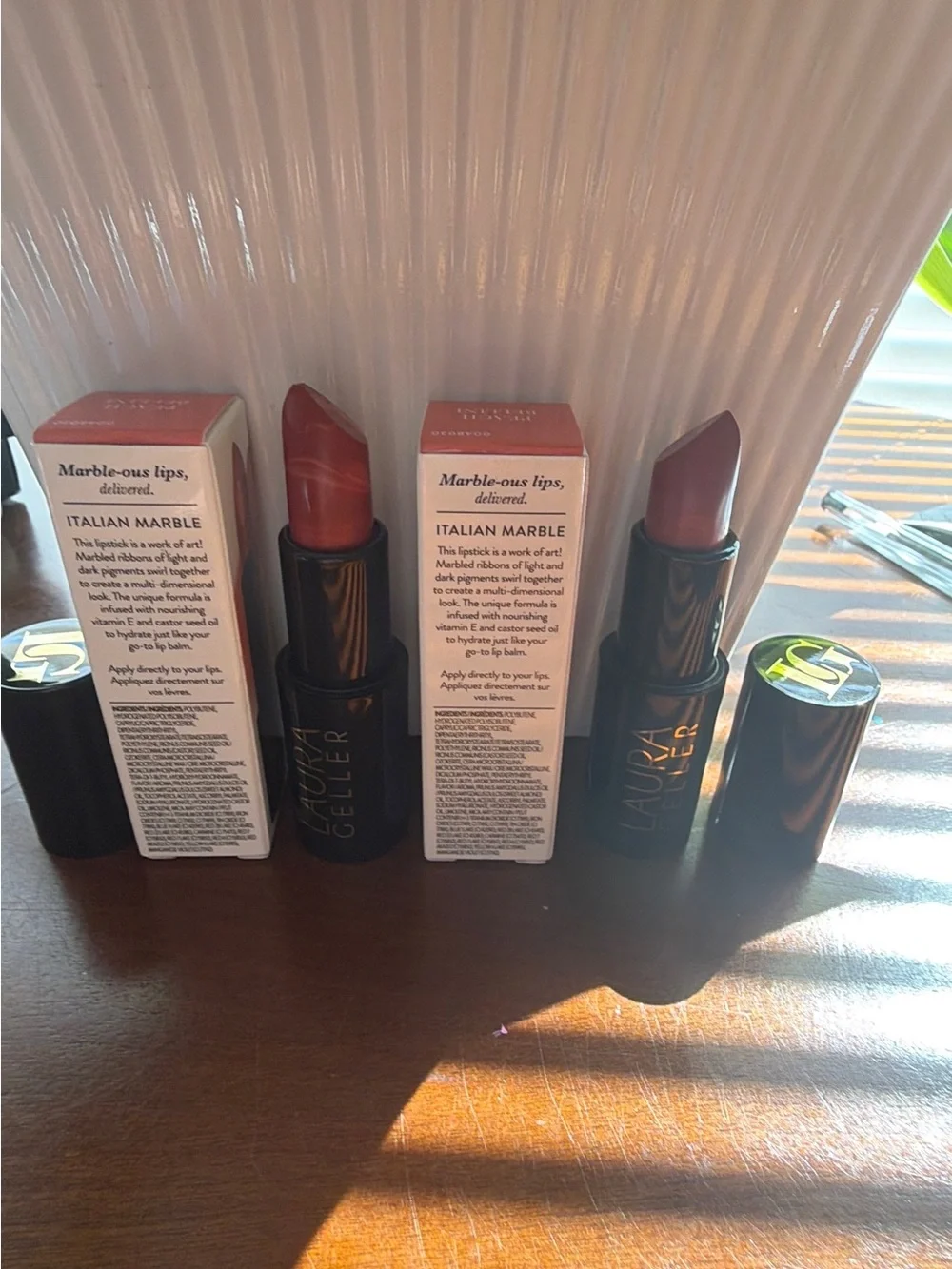 Bundle of 2 ,Laura Geller Italian Bellini Marble Lipstick - Sheer Peach Pink